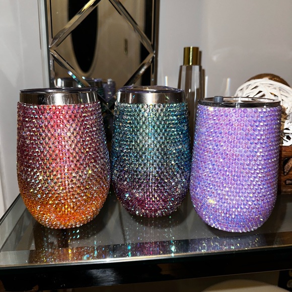Other - Custom Made Wine Rhinestone Tumbler Cups 🔥